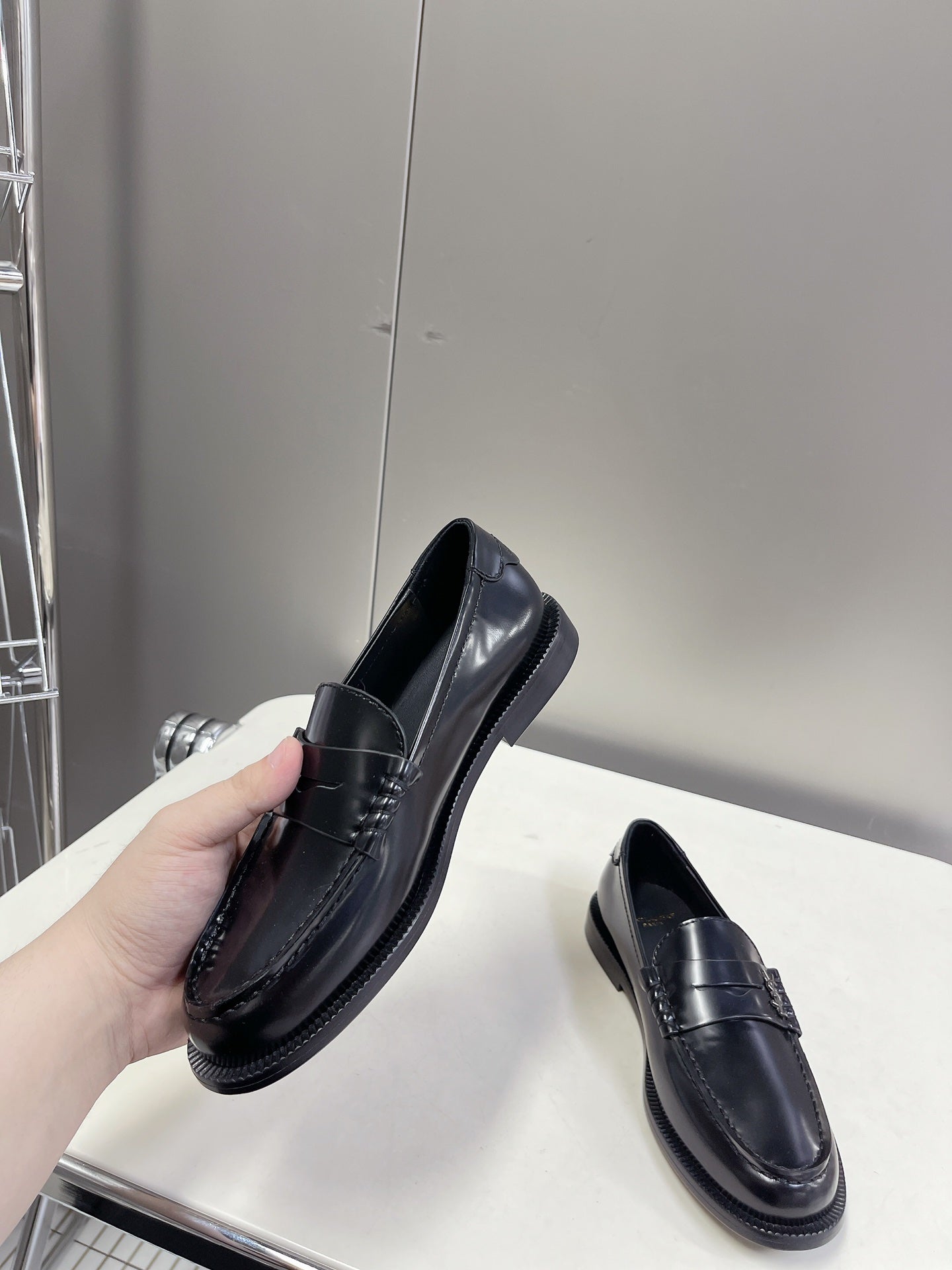 YSL-Inspired Classic Leather Loafers with Signature Hardware