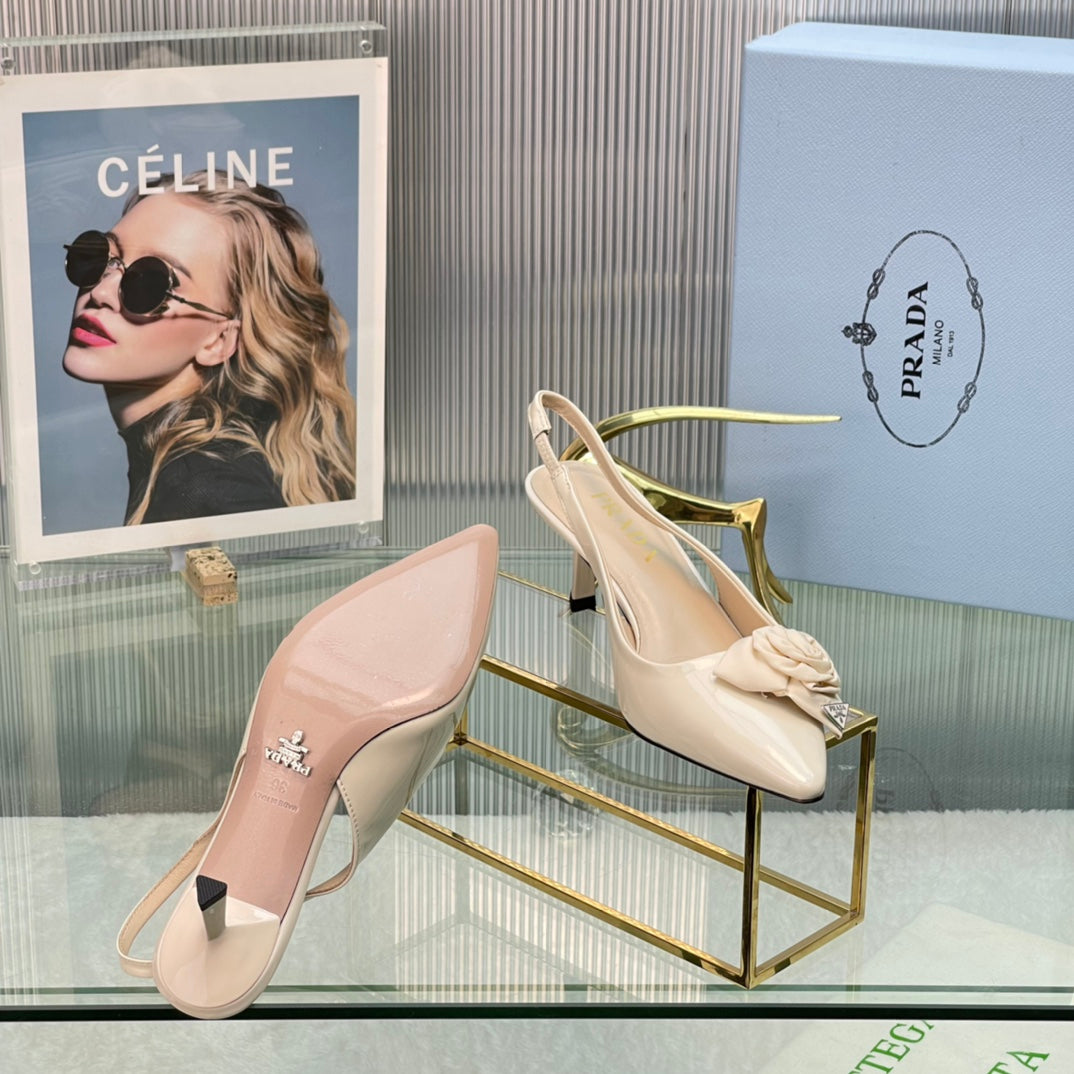 New Prada Exclusive Patent Leather Slingback Stiletto Heels