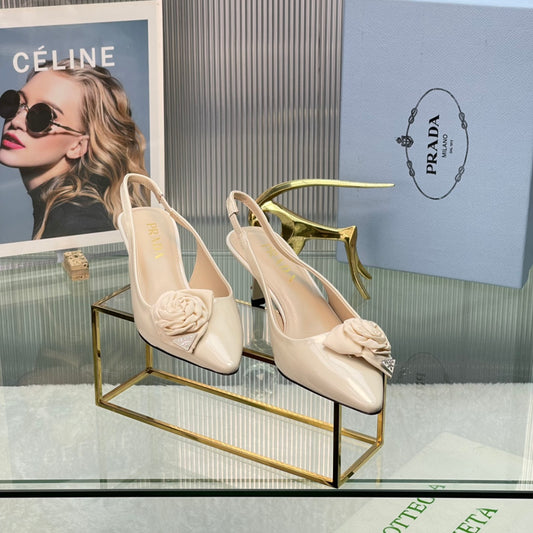 New Prada Exclusive Patent Leather Slingback Stiletto Heels