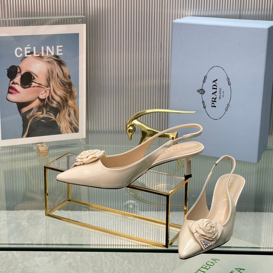 New Prada Exclusive Patent Leather Slingback Stiletto Heels