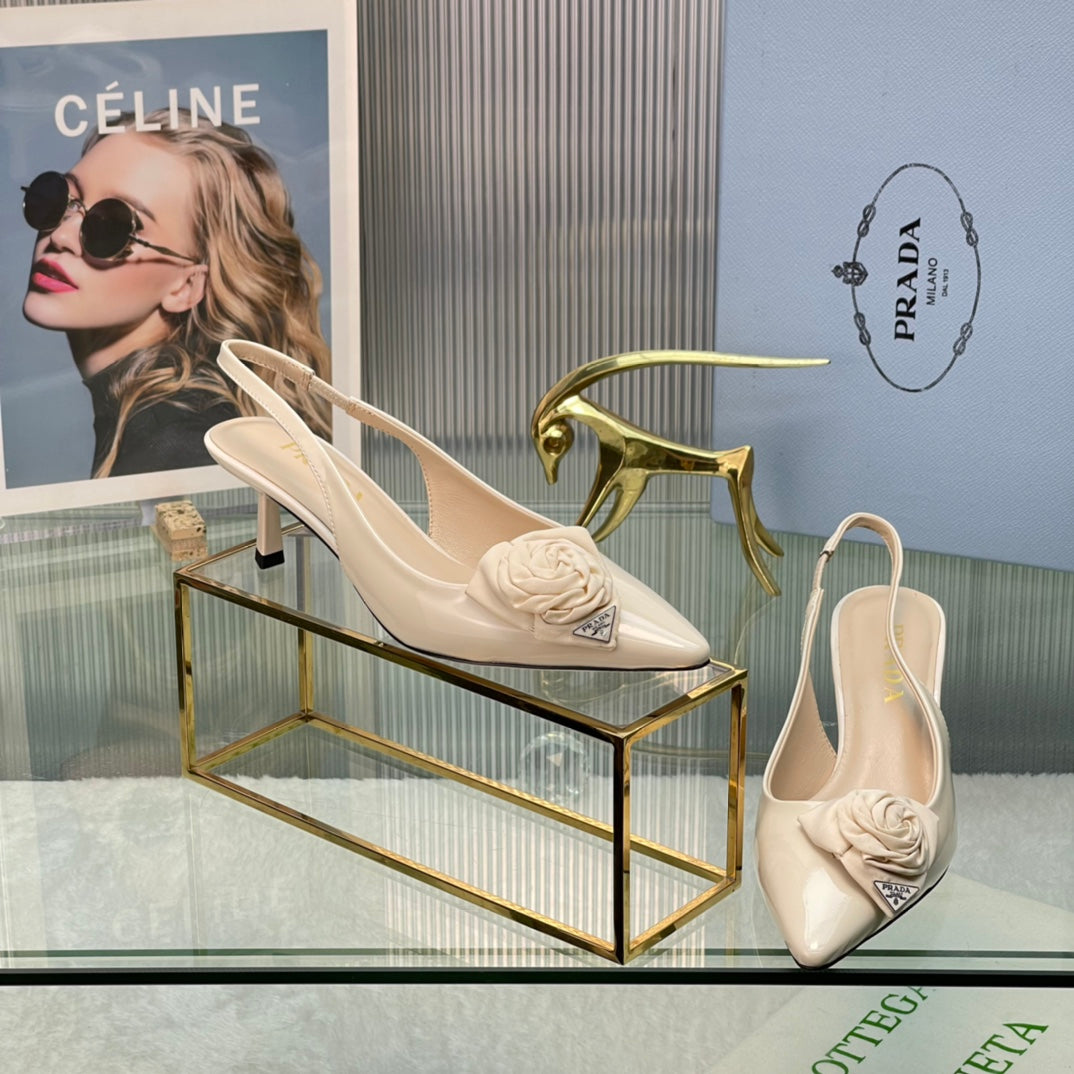New Prada Exclusive Patent Leather Slingback Stiletto Heels