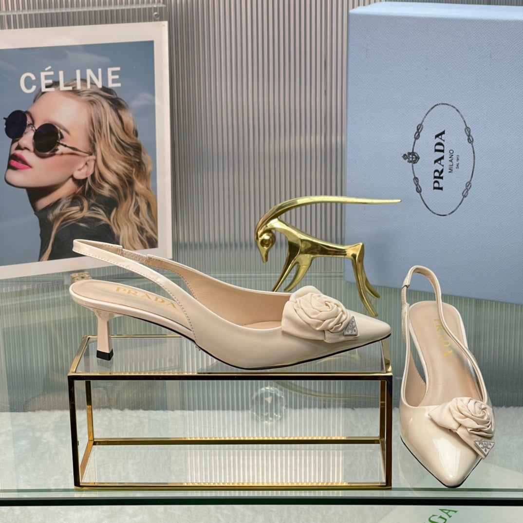 New Prada Exclusive Patent Leather Slingback Stiletto Heels