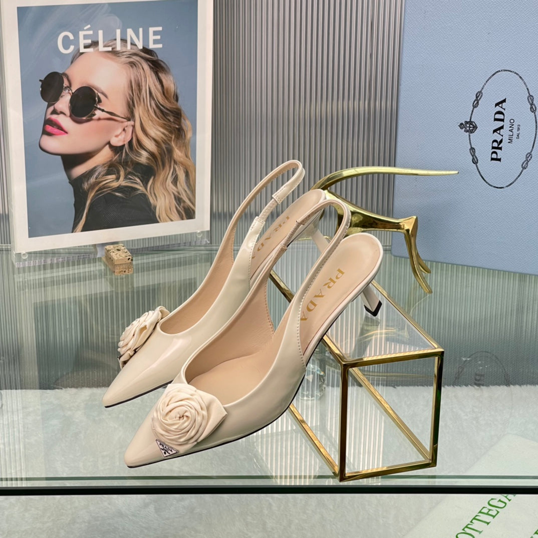 New Prada Exclusive Patent Leather Slingback Stiletto Heels