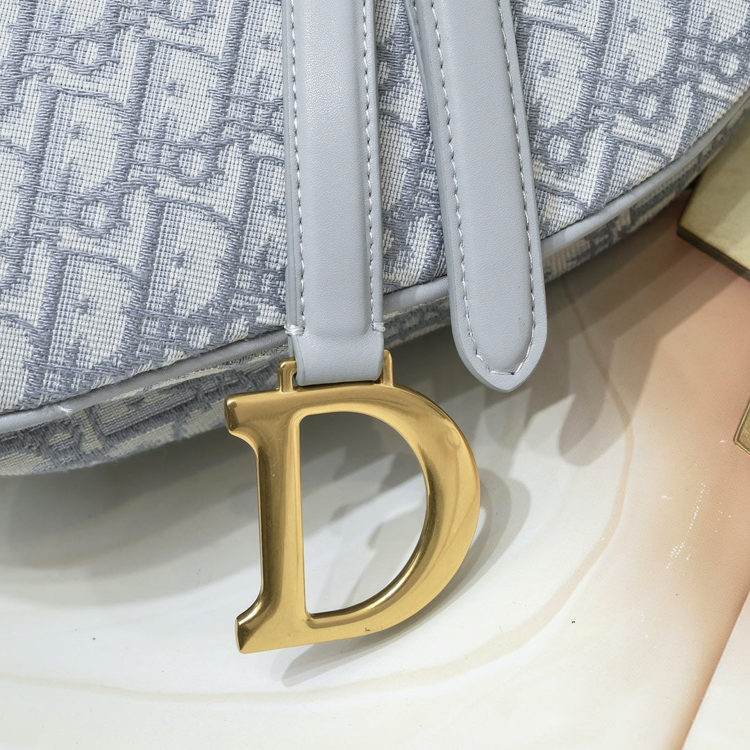 Dior Saddle Bag – Large Oblique Canvas with Studded Strap | Top Version + Gift Box