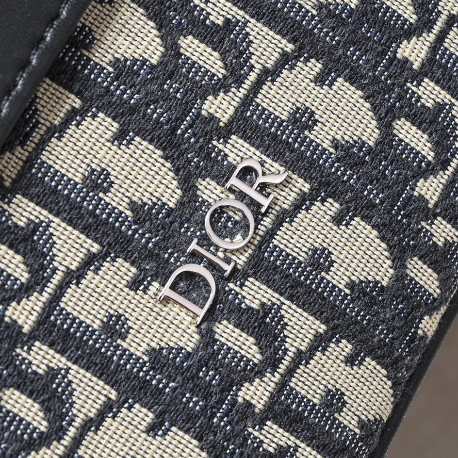 Dior Oblique Men’s Messenger Bag – Black/Gray | Leather Strap Accent | With Box