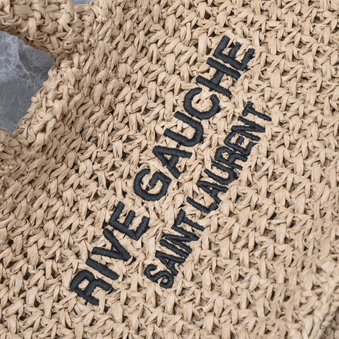 Handwoven Raffia Fiber Mini Colorblock Tote – Style 1845