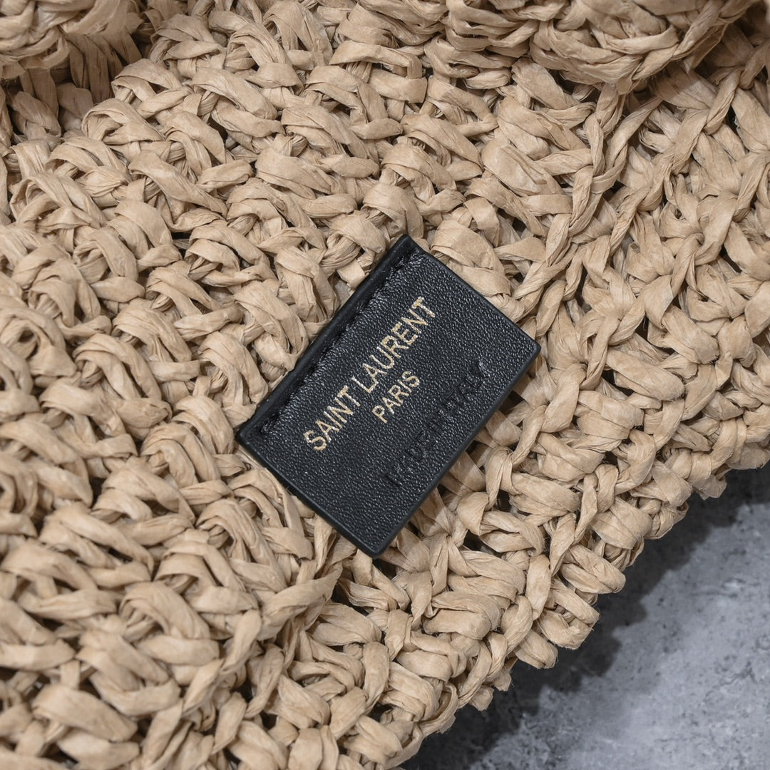 Handwoven Raffia Fiber Large Colorblock Tote – Style 1846