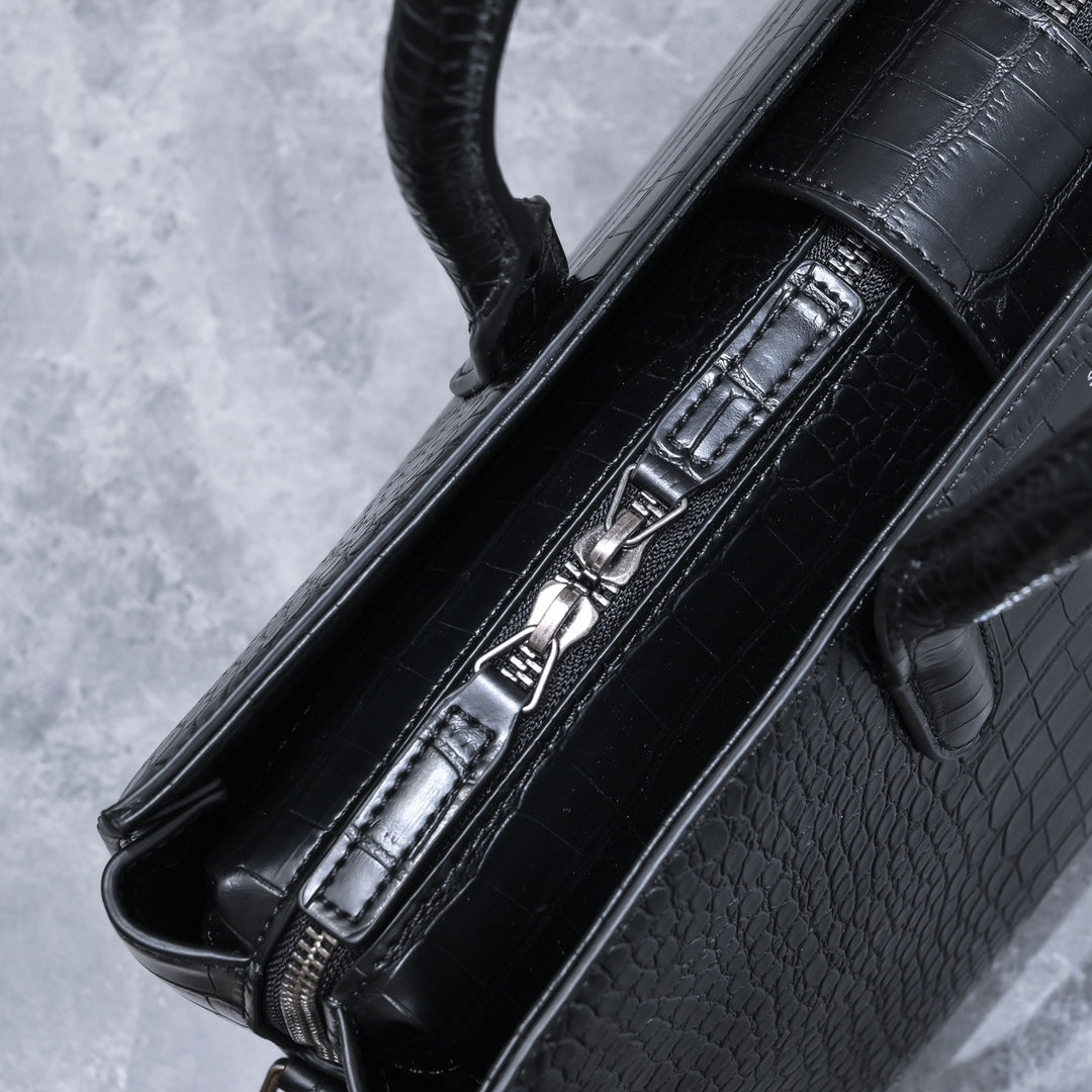 Crocodile-Embossed Calfskin Shopping Bag – 3-Way Luxury Carry