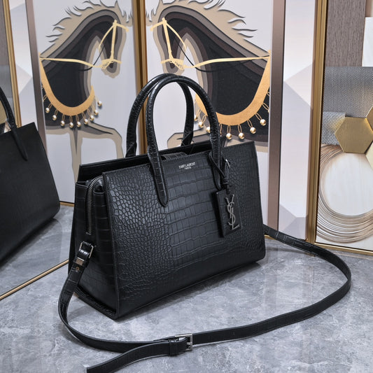 Crocodile-Embossed Calfskin Shopping Bag – 3-Way Luxury Carry