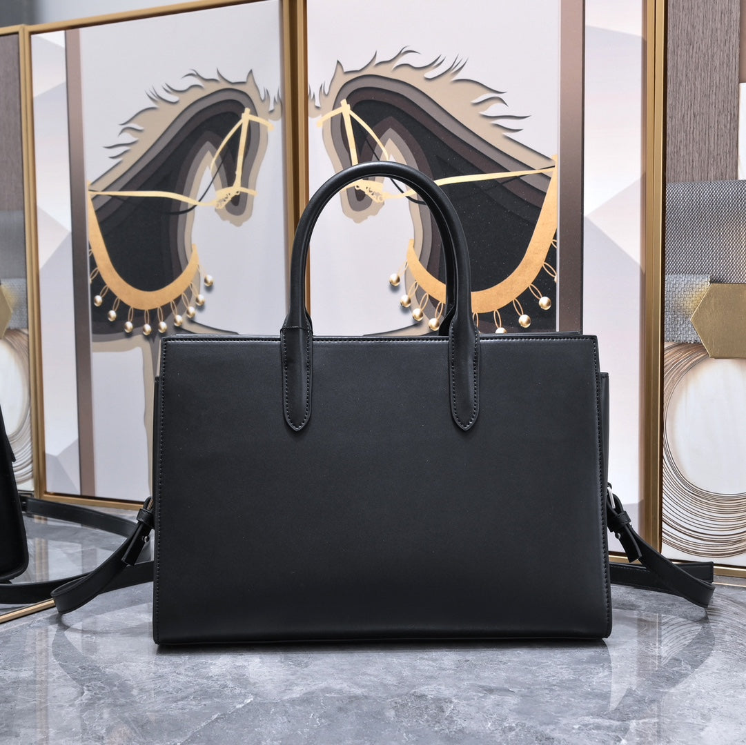 Premium Calfskin Structured Shopping Bag – 3-Way Carry