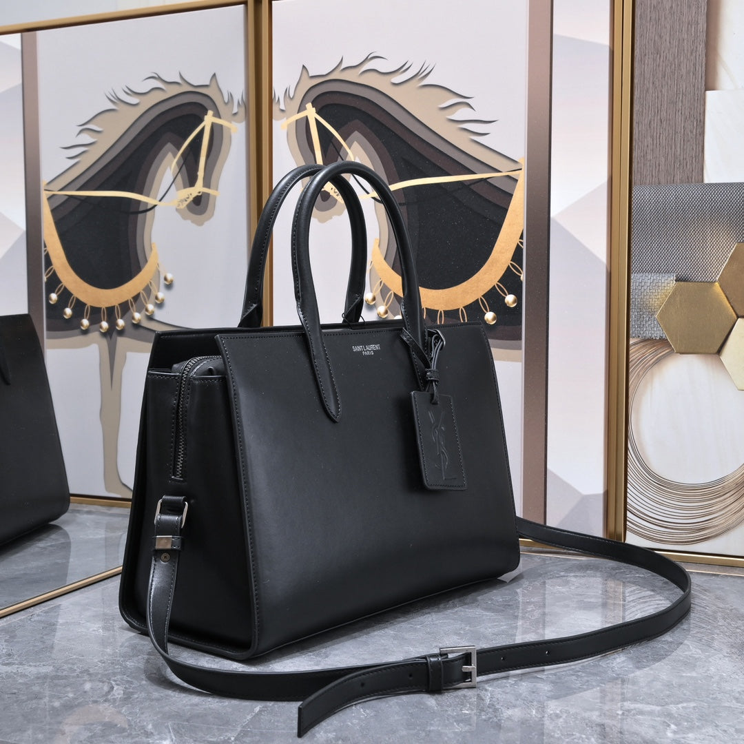 Premium Calfskin Structured Shopping Bag – 3-Way Carry