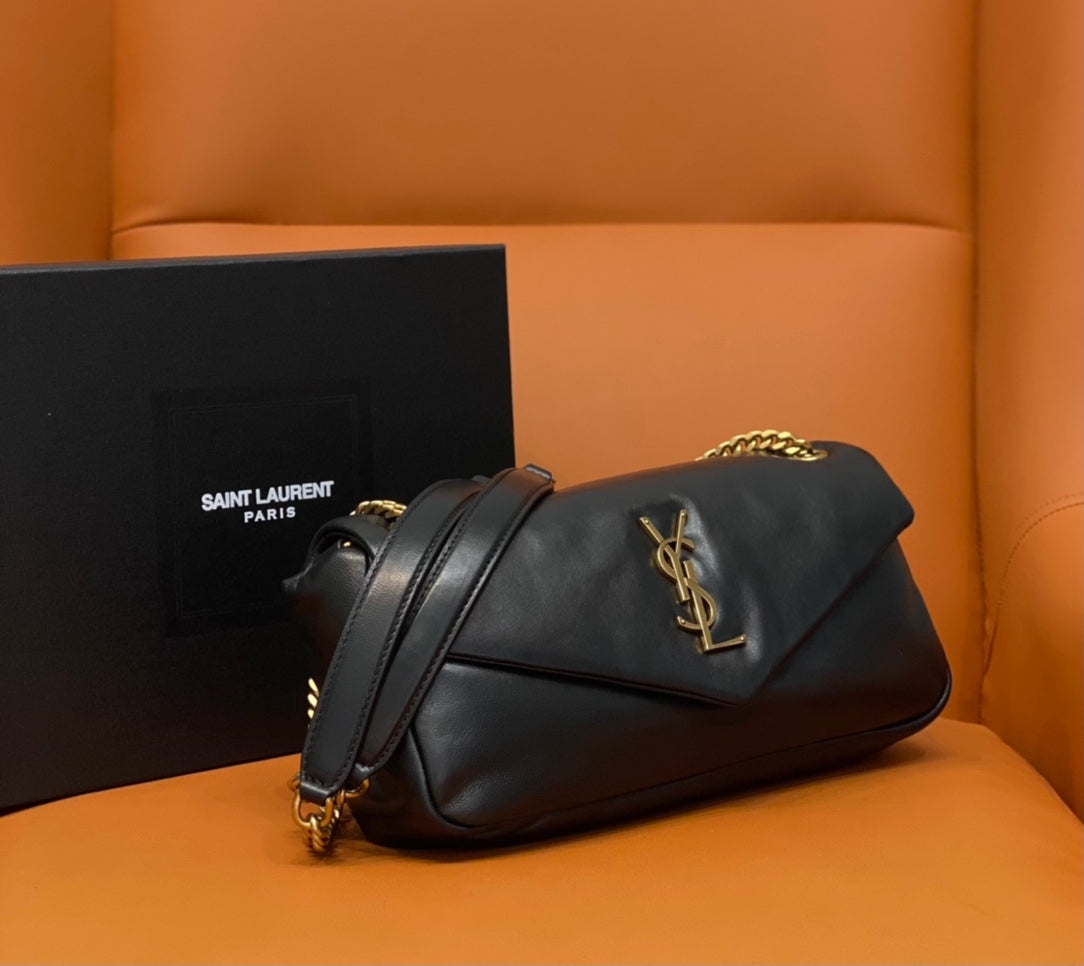 YSL CALYPSO 734153 Chain Bag – Italian Lambskin in Black & White