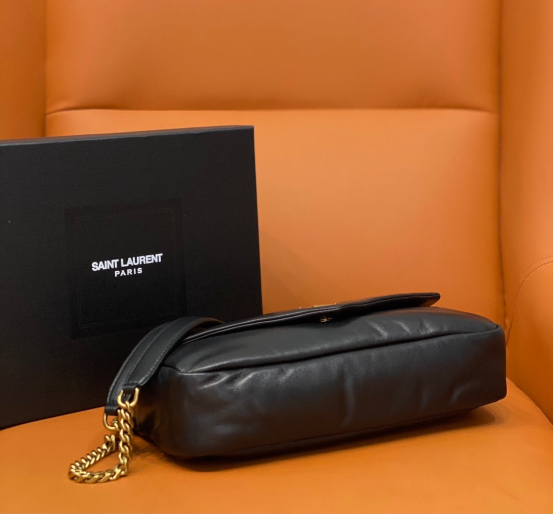 YSL CALYPSO 734153 Chain Bag – Italian Lambskin in Black & White