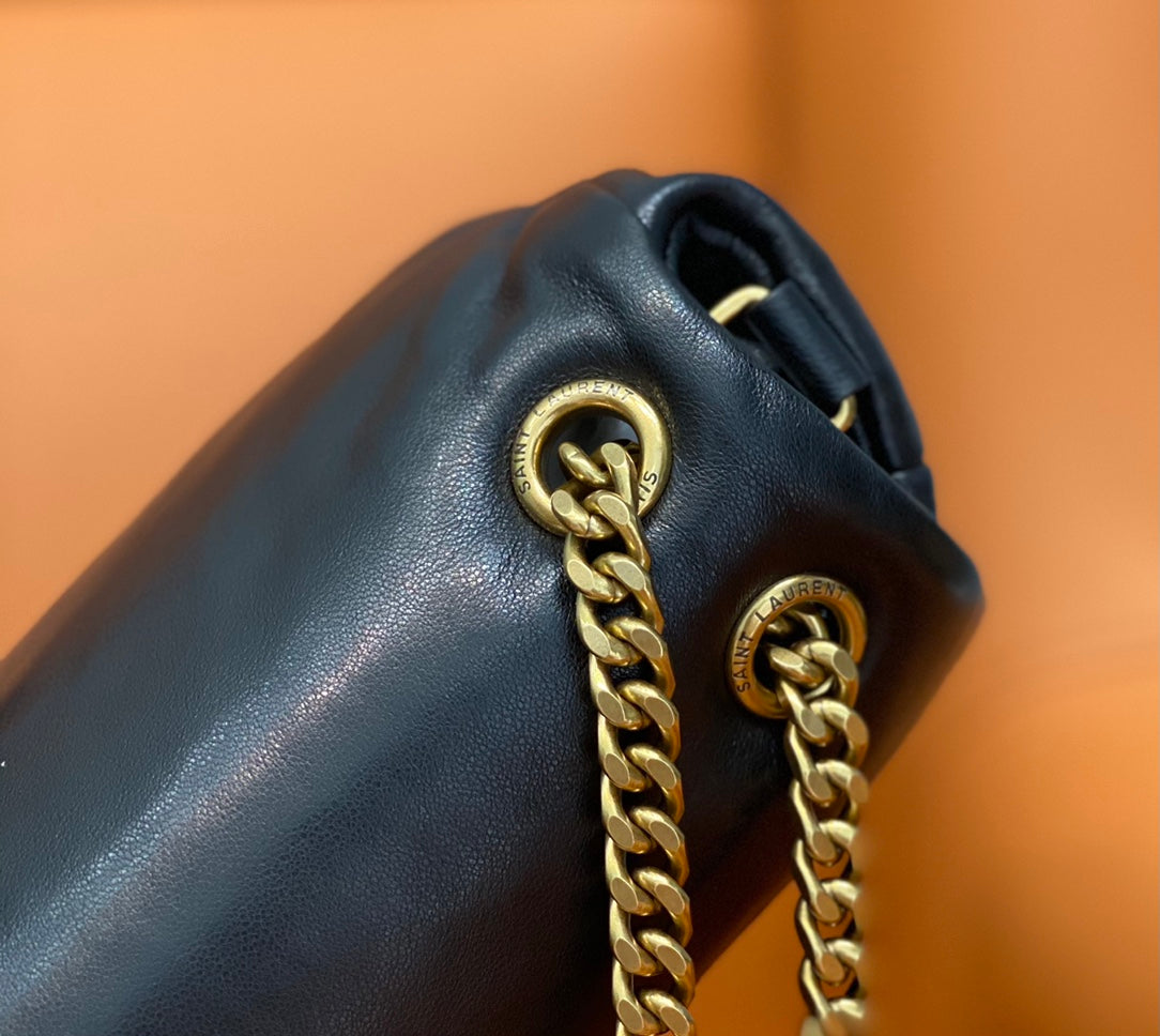 YSL CALYPSO 734153 Chain Bag – Italian Lambskin in Black & White