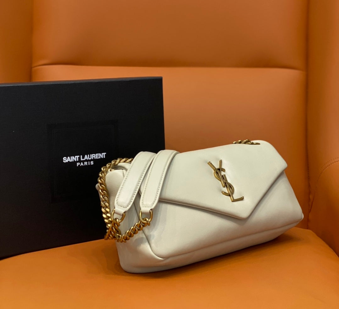 YSL CALYPSO 734153 Chain Bag – Italian Lambskin in Black & White