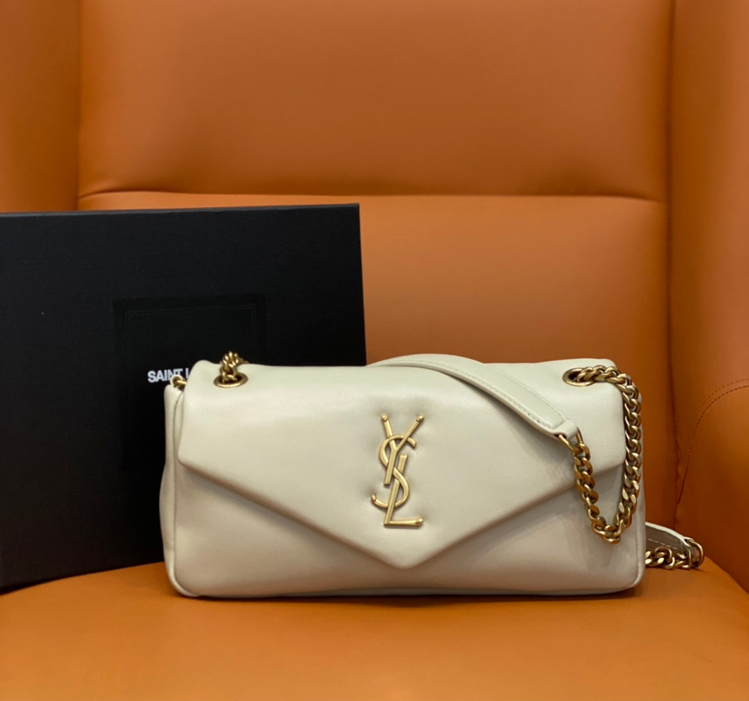 YSL CALYPSO 734153 Chain Bag – Italian Lambskin in Black & White