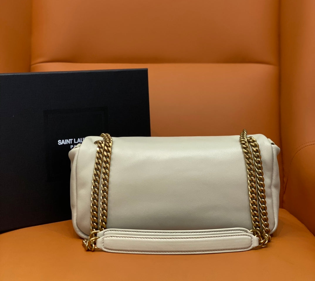 YSL CALYPSO 734153 Chain Bag – Italian Lambskin in Black & White