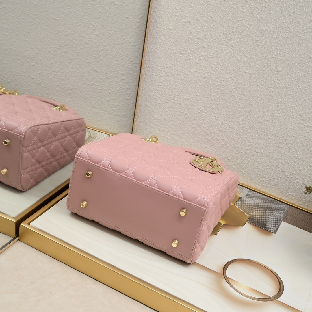 Lady ABCDior Lambskin Bag – Black, White, Pink & Gray | Cannage Quilting + Enamel Charms