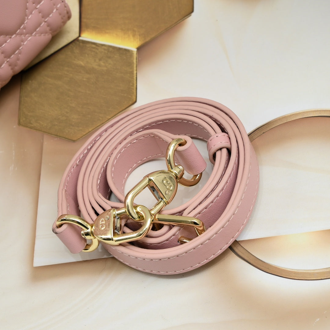 Lady ABCDior Lambskin Bag – Black, White, Pink & Gray | Cannage Quilting + Enamel Charms