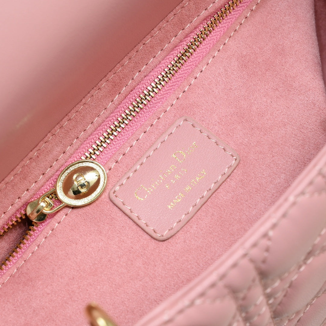 Lady ABCDior Lambskin Bag – Black, White, Pink & Gray | Cannage Quilting + Enamel Charms