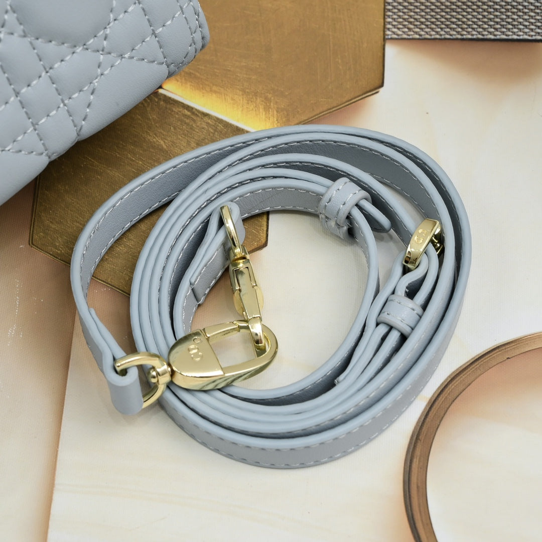Lady ABCDior Lambskin Bag – Black, White, Pink & Gray | Cannage Quilting + Enamel Charms