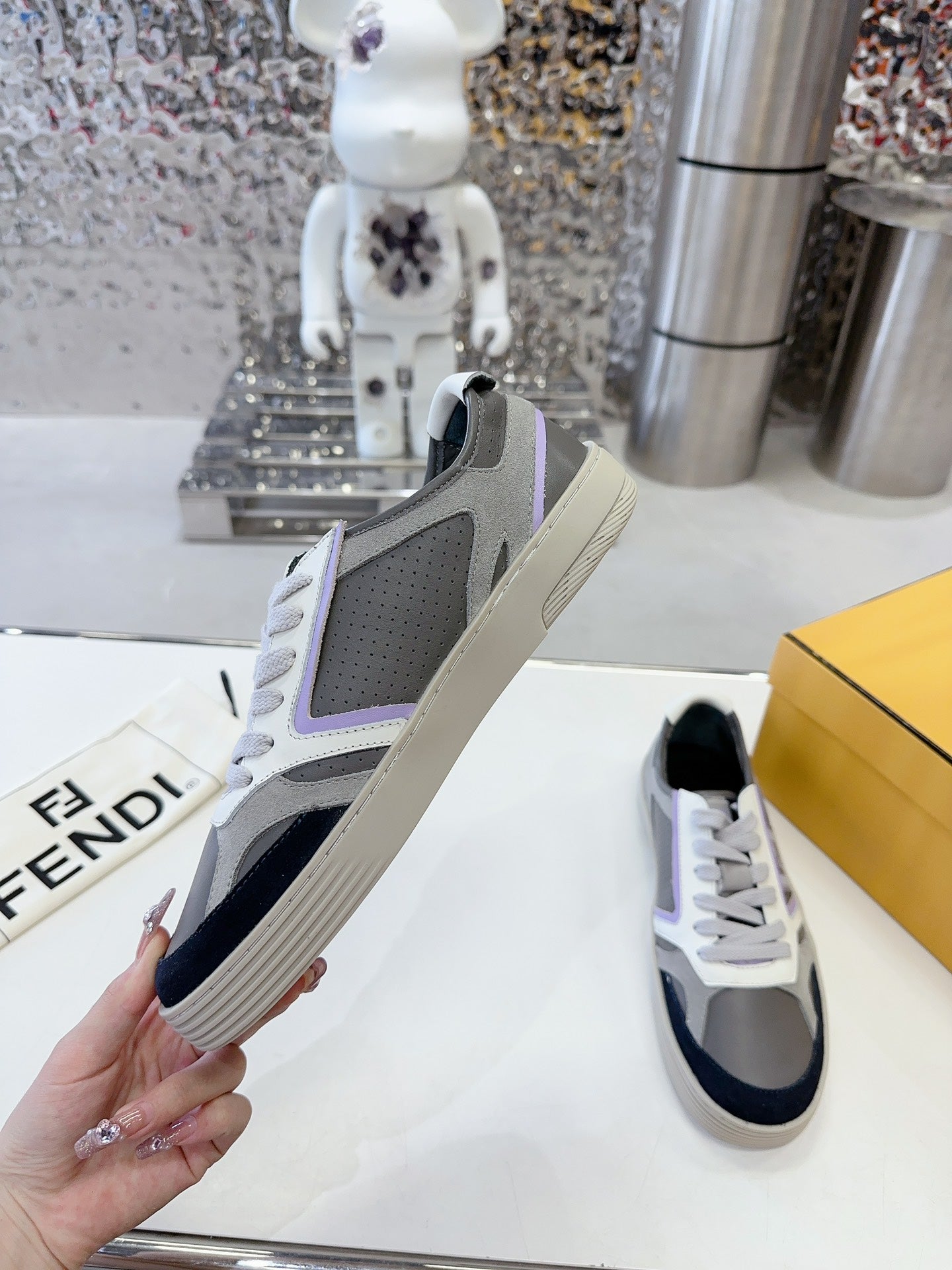 FENDI Unisex Premium Leather Sneakers