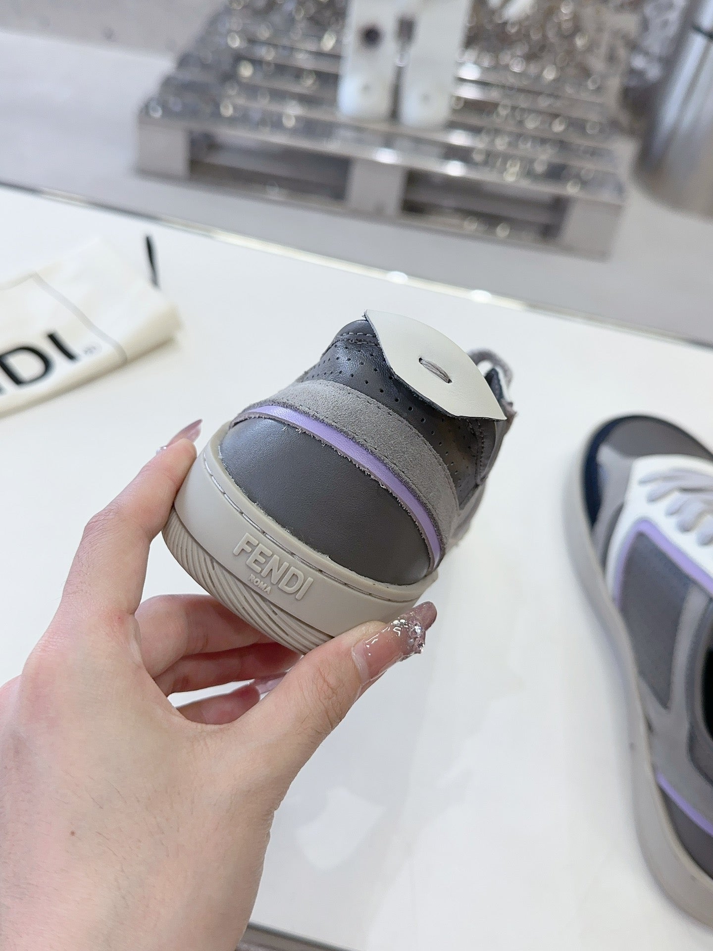 FENDI Unisex Premium Leather Sneakers