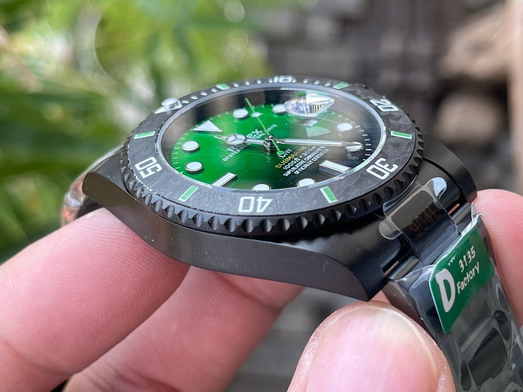 Submariner Parakeet – Custom Carbon Bezel & Enamel Dial Watch