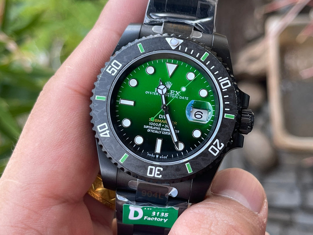 Submariner Parakeet – Custom Carbon Bezel & Enamel Dial Watch
