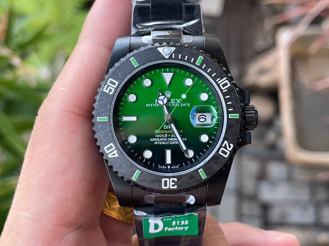 Submariner Parakeet – Custom Carbon Bezel & Enamel Dial Watch