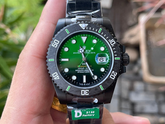 Submariner Parakeet – Custom Carbon Bezel & Enamel Dial Watch