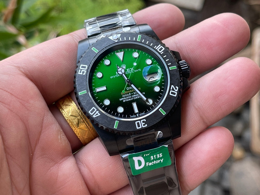 Submariner Parakeet – Custom Carbon Bezel & Enamel Dial Watch