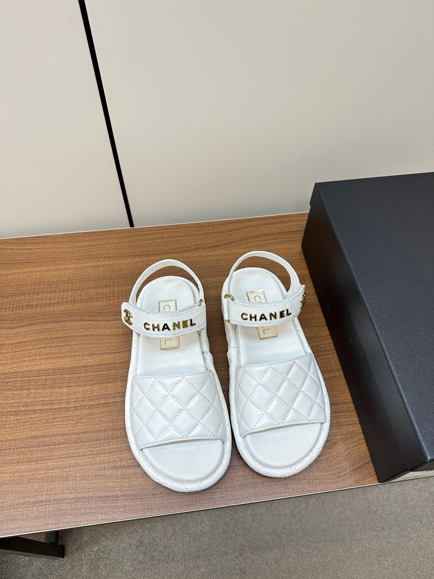 CHANEL Quilted Letter Sandals – Soft & Stylish