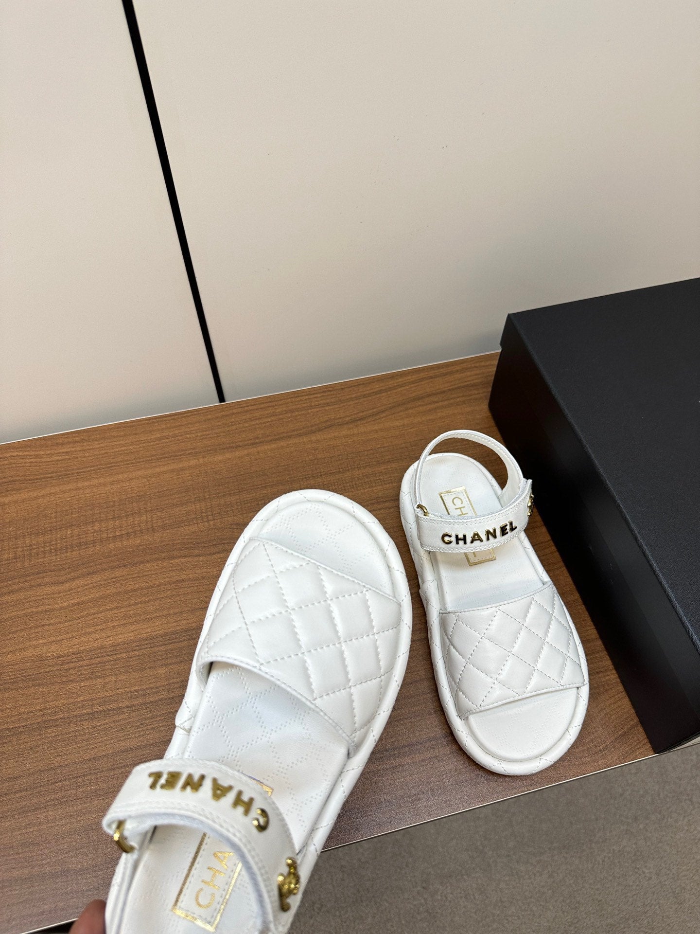 CHANEL Quilted Letter Sandals – Soft & Stylish