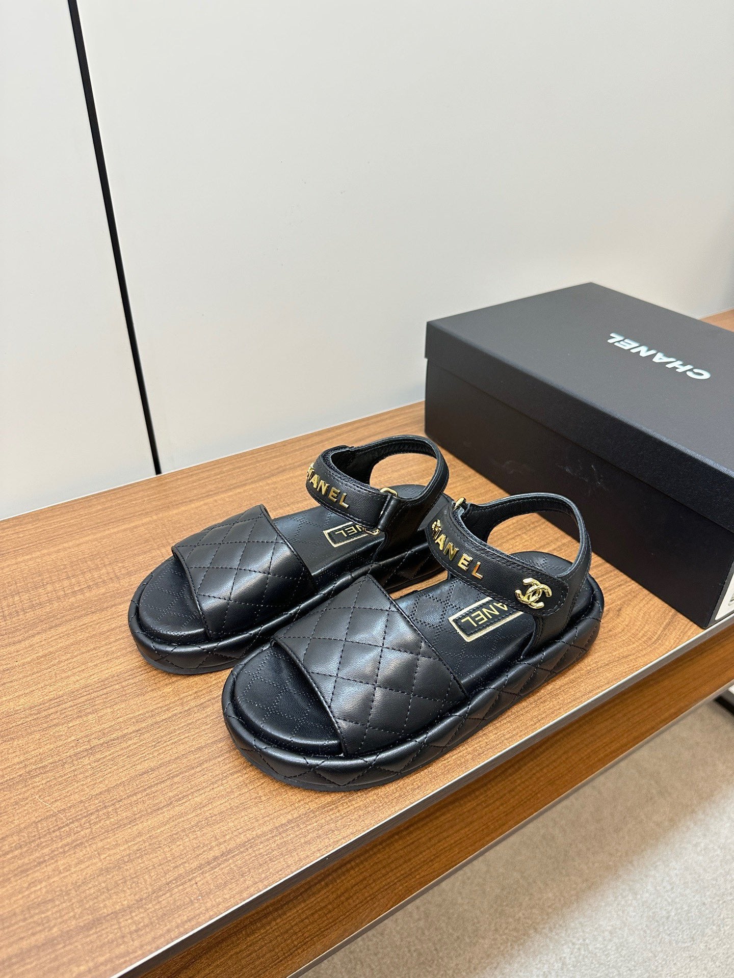 CHANEL Quilted Letter Sandals – Soft & Stylish