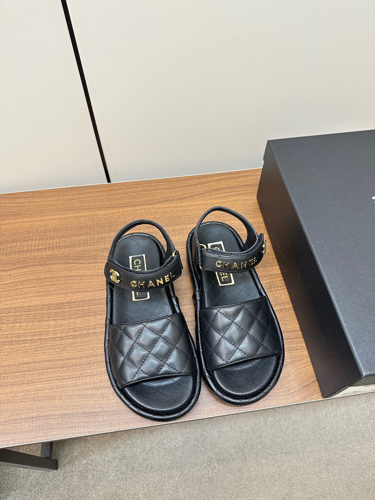 CHANEL Quilted Letter Sandals – Soft & Stylish