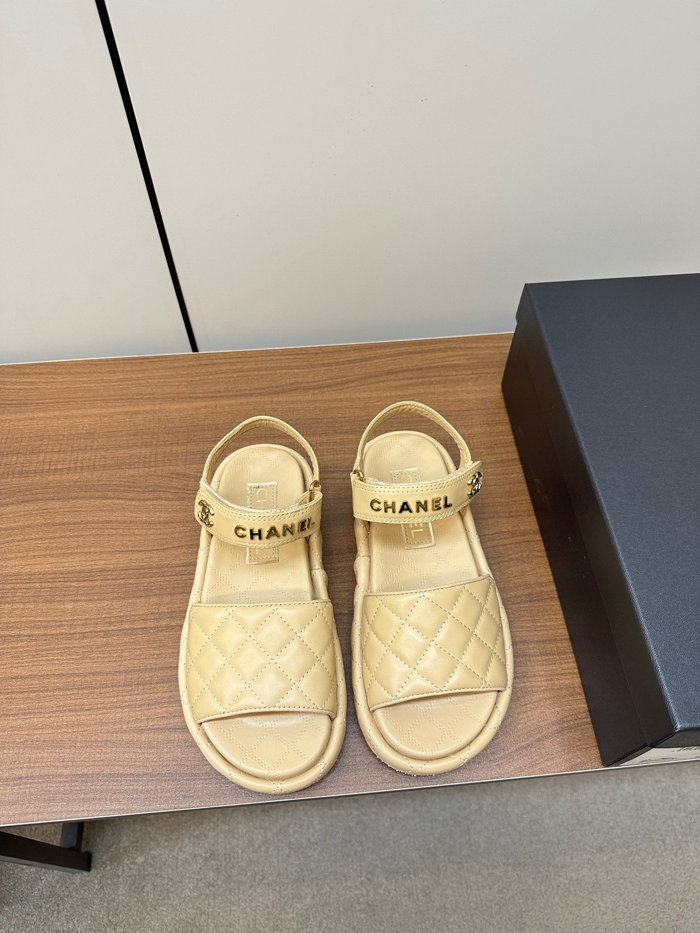 CHANEL Quilted Letter Sandals – Soft & Stylish