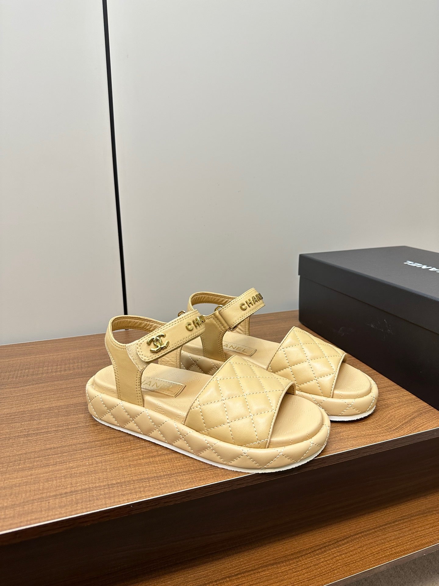 CHANEL Quilted Letter Sandals – Soft & Stylish