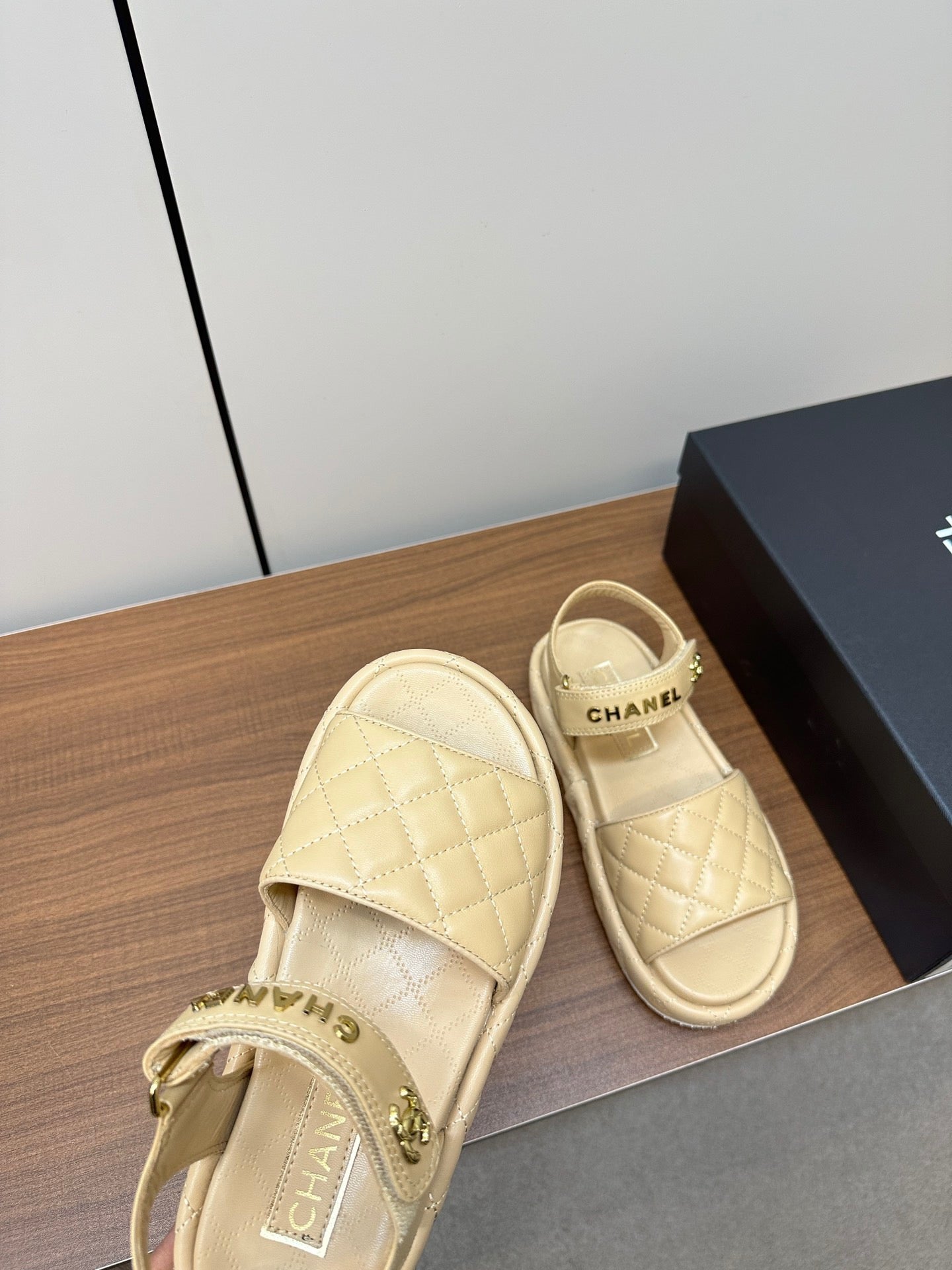 CHANEL Quilted Letter Sandals – Soft & Stylish