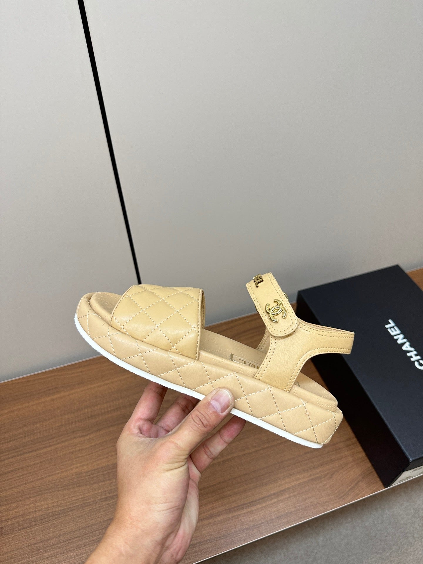 CHANEL Quilted Letter Sandals – Soft & Stylish