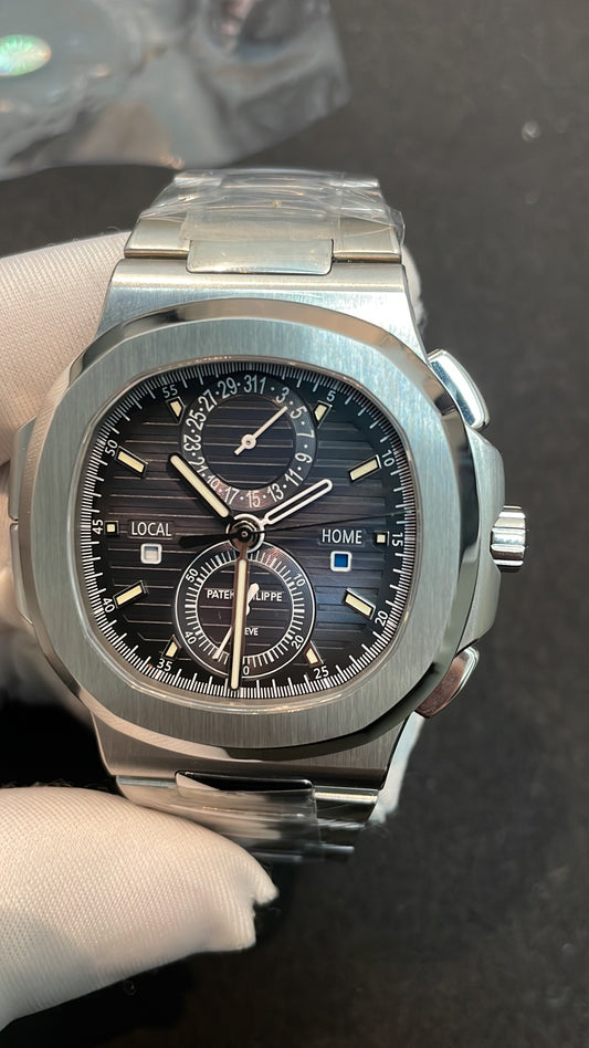 Golden Eagle 5990/1A Dual Time Nautilus Watch – Steel Sport Luxury
