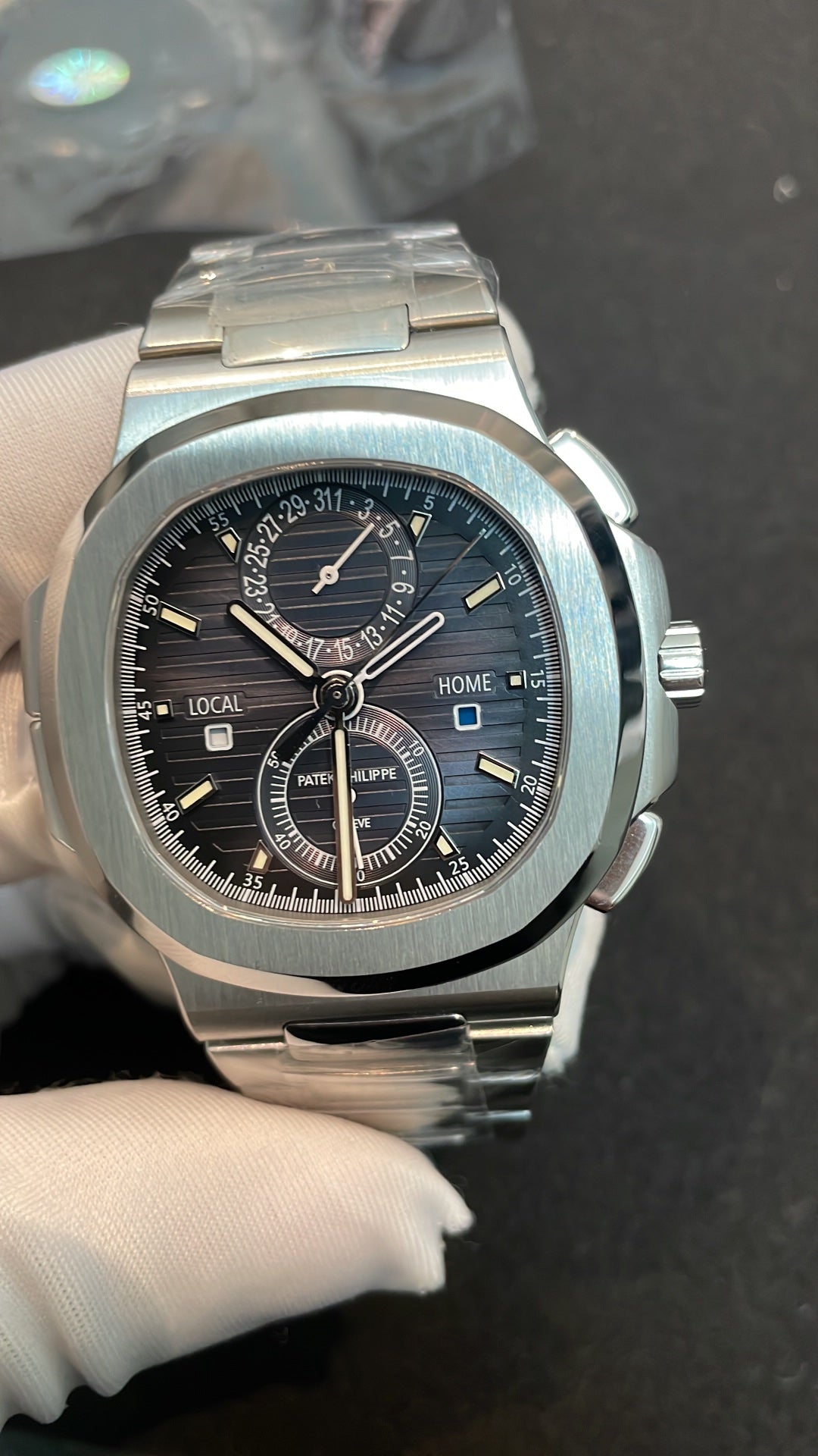Golden Eagle 5990/1A Dual Time Nautilus Watch – Steel Sport Luxury