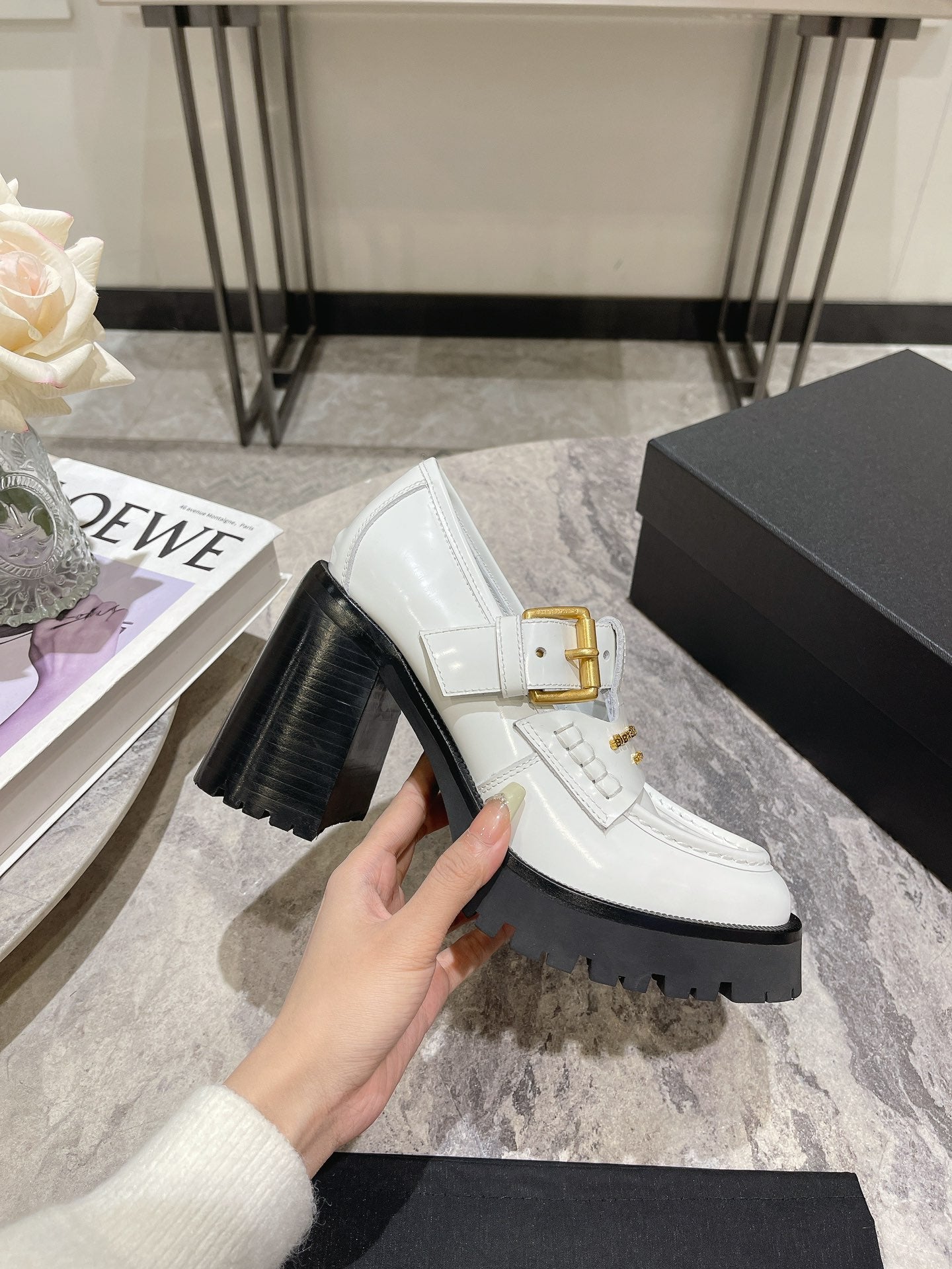 Alexanderwang 2024 Early Spring Hollow-Out Leather Boots – Black Patent with Gold Hardware
