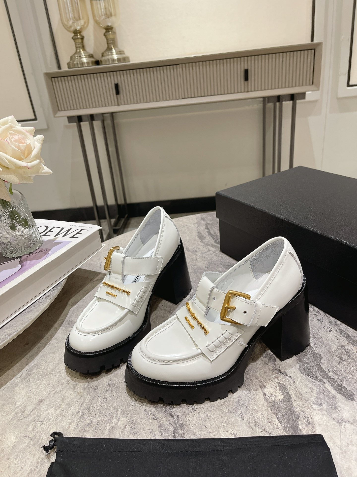 Alexanderwang 2024 Early Spring Hollow-Out Leather Boots – Black Patent with Gold Hardware