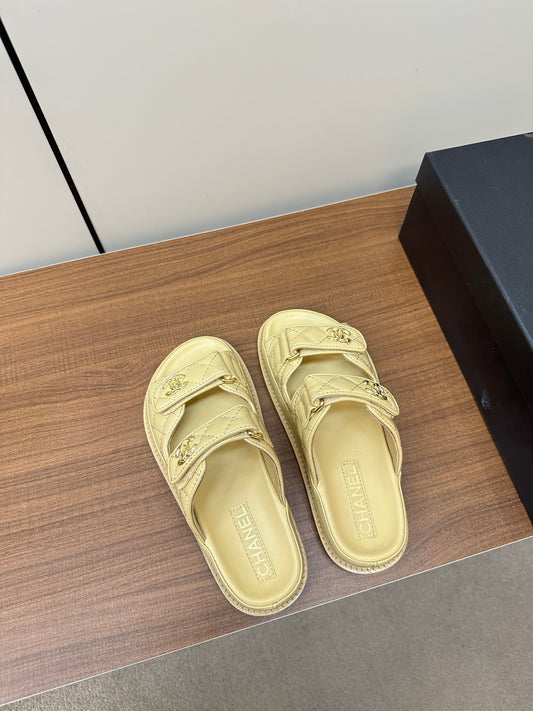 CHANEL 2024 SS Beach Sandals – Signature Metal CC Design