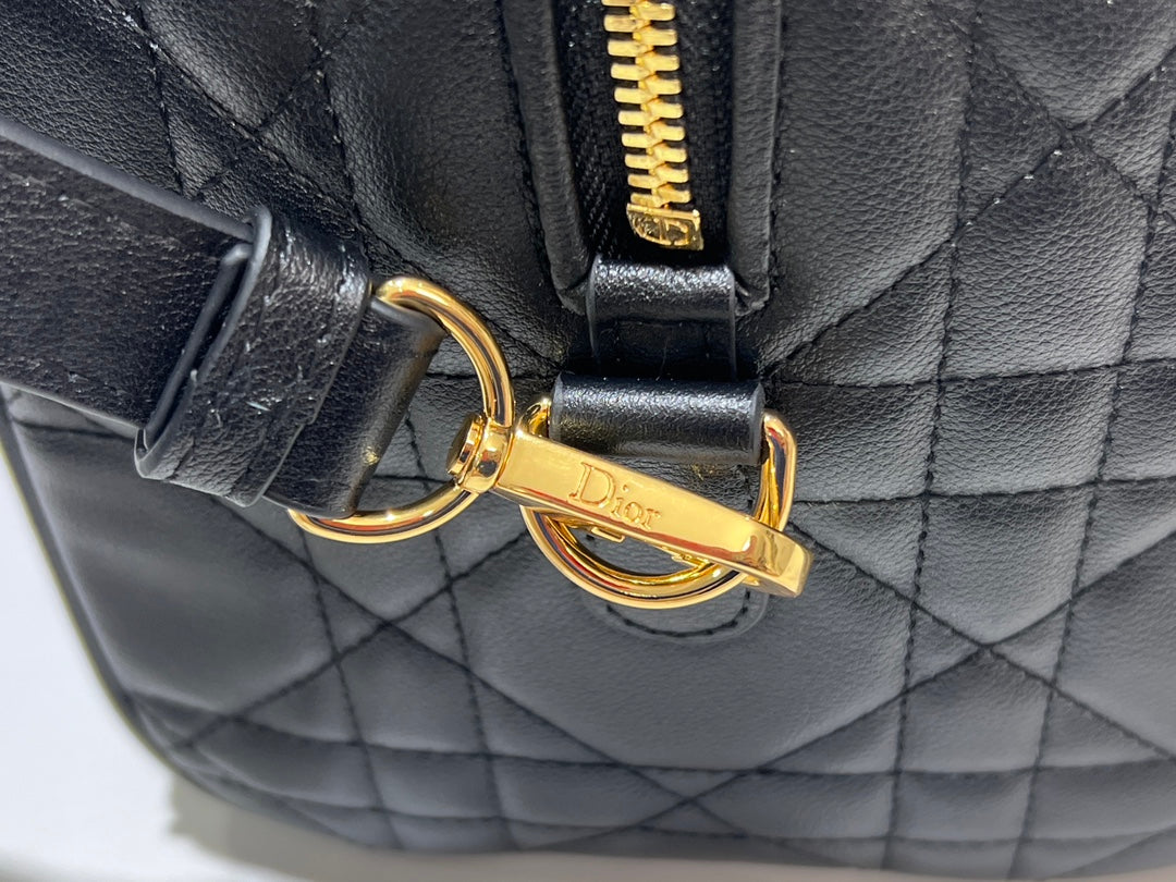 Dior Groove 16 & 25  Boston Bag #1364 – Black Calfskin with Oversized Cannage Stitching