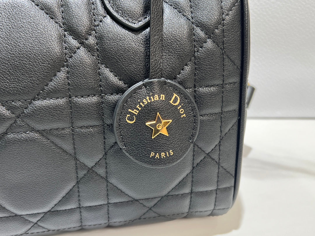 Dior Groove 16 & 25  Boston Bag #1364 – Black Calfskin with Oversized Cannage Stitching