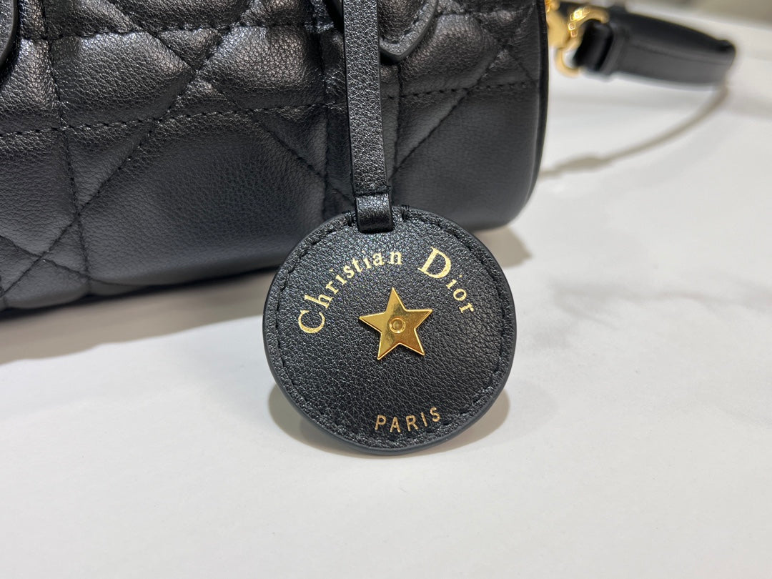 Dior Groove 16 & 25  Boston Bag #1364 – Black Calfskin with Oversized Cannage Stitching