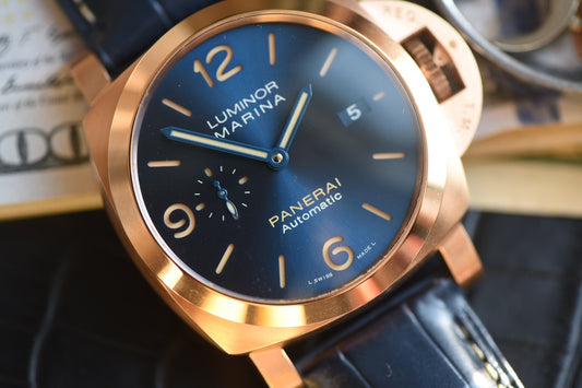 PAM1114 – 44mm Rose Gold &amp; Blue Dial Automatic Watch