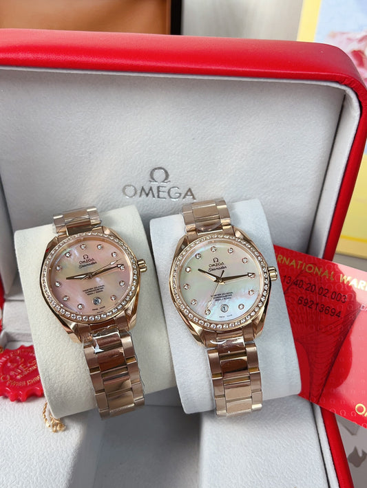 Full Rose Gold Watch Band with Stone-Set Case